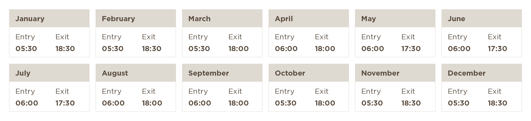Kruger gate times